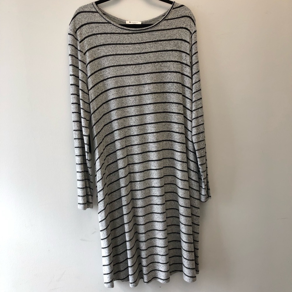 BomBom grey stripped dress with pockets